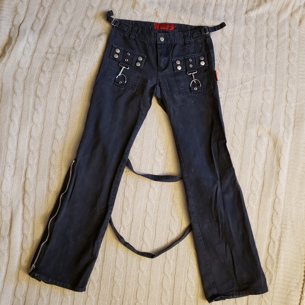 TRIPP black suspenders pants with zippers